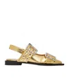 Ganni Buckle Faux Leather Ballet Flats In Nude
