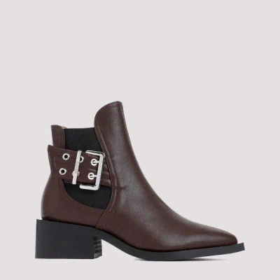 Ganni Feminine Buckle Chelsea Boots 38 In  Chocolate Fondant