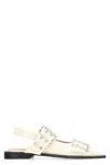 Ganni Feminine Buckle Ballerina Naplack Sandal In Egret In Neutral