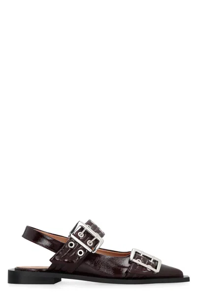 GANNI GANNI FEMININE BUCKLE ECO-LEATHER SLINGBACK PUMPS