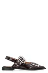 Ganni Buckle Ballerina Patent Faux Leather Slingback Flats In Red-purple Or Grape