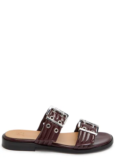 GANNI GANNI FEMININE BUCKLE FAUX LEATHER SLIDERS