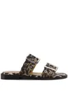 Ganni Leopard Print Buckle Slide Double Strap