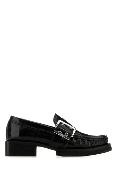 GANNI GANNI BLACK LEATHER LOAFERS