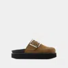 Ganni Female Sabots With Buckle In Brown
