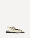 Ganni Egret Slingback Ballet Flat Shoe With Buckles In White