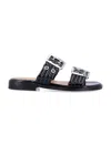 Ganni Buckled Eyelet-embellished Recycled Faux Patent-leather Sandals
