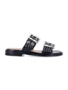 Ganni Buckled Eyelet-embellished Recycled Faux Patent-leather Sandals