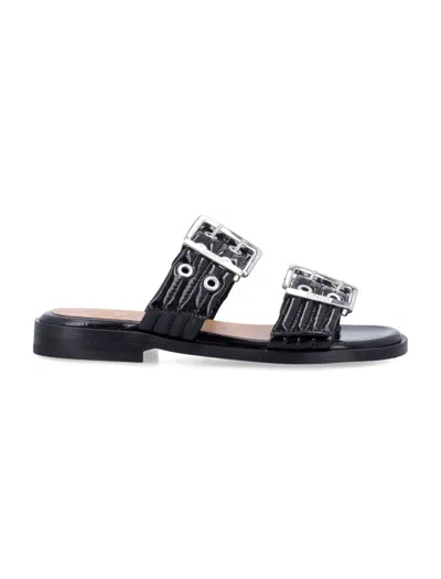 GANNI GANNI FEMININE BUCKLE TWO-STRAP SANDALS