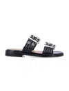 Ganni Feminine Buckle Two-strap Sandals In Black