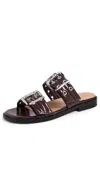 Ganni Feminine Buckle Two Strap Sandals Box Oleatex Tawny Port