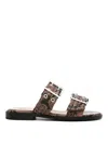 Ganni Patterned Recycled Polyester Polyurethane Flat Shoes In Animal Print