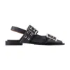 Ganni Feminine Buckle Vintage Ballerinas In Black