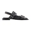 Ganni Feminine Buckle Vintage Ballerinas In Gray