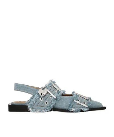 GANNI GANNI FEMININE SLINGBACK DENIM FLAT SHOES