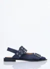 Ganni 20mm Chunky Buckle Denim Ballerinas In Navy