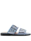 Ganni Feminine Denim Sandals In Blue