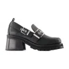 Ganni Loafers Featuring Chunky Heel And Buckle In Grey