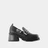 Ganni Loafers Featuring Chunky Heel And Buckle In Black