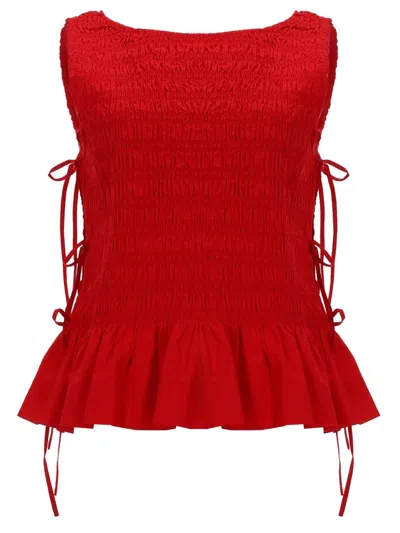 Ganni Feminine Mini Top In Red