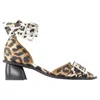 Ganni Leopard Print Feminine Buckle Open Cut Pumps In Multi