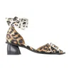 Ganni Leopard Print Feminine Buckle Open Cut Pumps In Pink