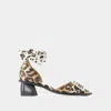 Ganni Leopard Print Feminine Buckle Open Cut Pumps In Printed