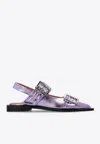 Ganni Lavender Slingback Ballet Flat Shoe With Buckles In Purple