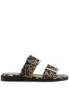 Ganni Leopard Print Buckle Slide Double Strap
