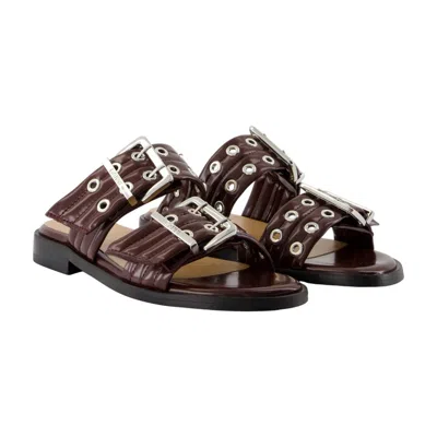 Ganni Feminine Sandals In Brown
