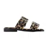Ganni Leopard Print Two-strap Slides In Multi