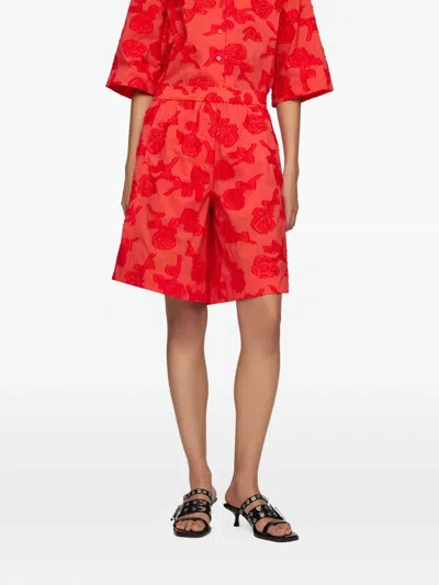 Ganni Fil-coupé Floral-pattern Shorts In Multi