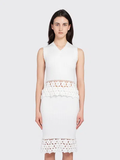 Ganni Fine Cotton Rib Crochet Vest In White