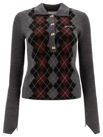 GANNI GANNI FINE MERINO JACQUARD POLO