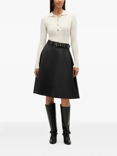 Ganni Fine Sequin Polo In White