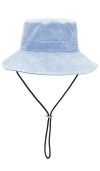 Ganni Wide Brim Denim Bucket Hat In Baby Blue