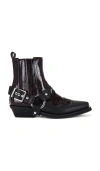 Ganni Western Chelsea Ankle Boots In Black & Dark Burgundy