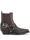 Ganni Chelsea Western Boots In Brown