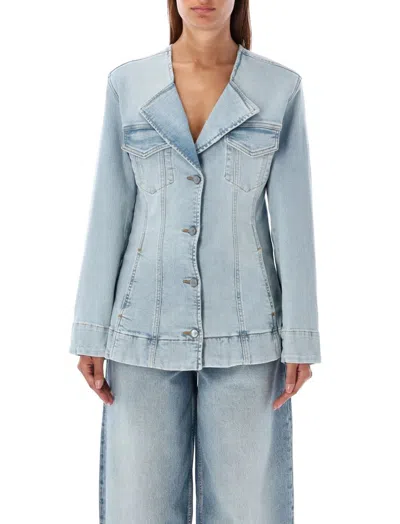 GANNI GANNI FITTED DENIM BLAZER