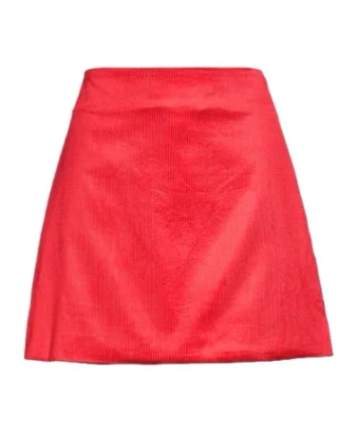 Ganni Fitted Flared Skirt In Red