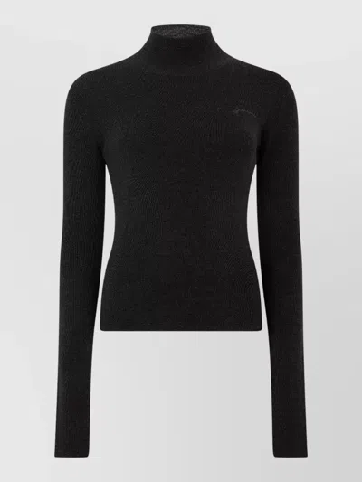 Ganni Fitted Wool Turtleneck Sweater Cropped Mini Silhouette In Animal Print