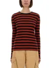 Ganni Fitted Long-sleeved T-shirt With Bold Striped Pattern In Multi