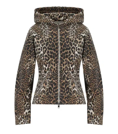 Ganni Fitted Organic Cotton Animal Print Hoodie