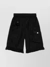 Ganni Flap Pocket Ruffle Hem Shorts In Black