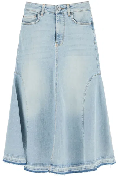 Ganni Flared Denim Skirt. In Blue
