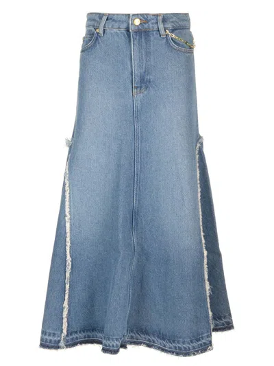 Ganni Flared Denim Skirt Skirts Blue