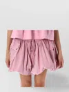 Ganni Bubble Flared Cotton Skirt With Drawstring Waist In Pink