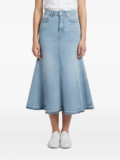 Pre-owned Ganni Flared Midi Skirt In Blue