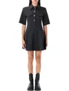 Ganni Mini Dress With Scalloped Buttons In Black