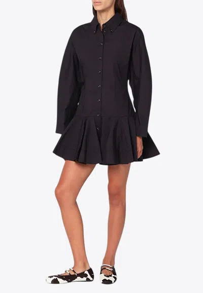 Ganni Flared Mini Shirt Dress In Purple